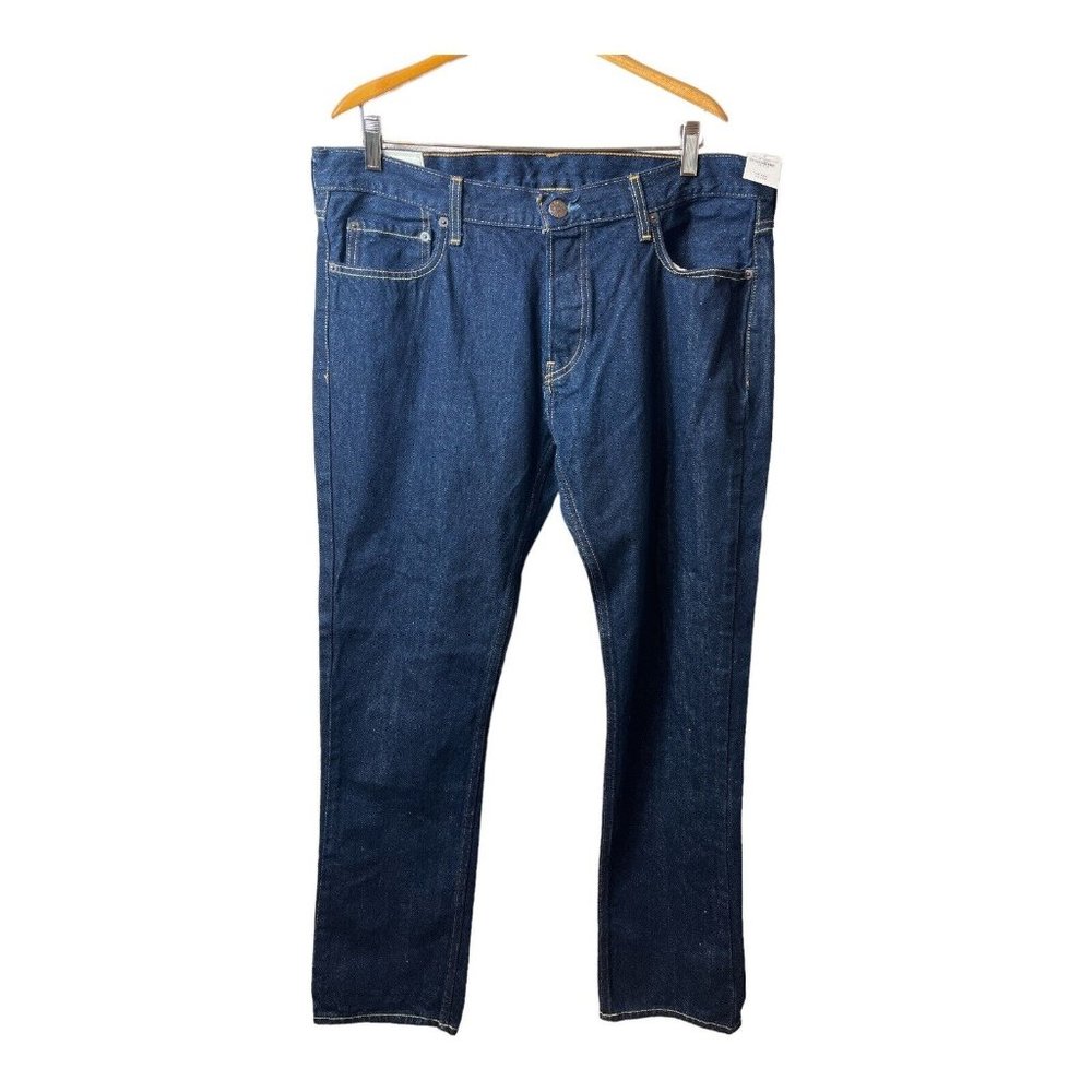 Hollister Jeans Men's 36x32 Slim Straight Leg Button Fly Blue Denim 100% Cotton